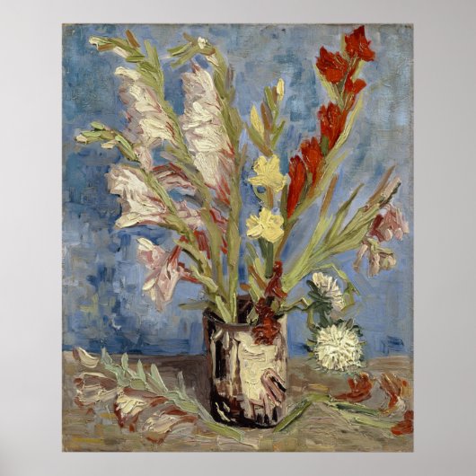 Vase met Gladioli en Chinese zusters van Van Gogh Poster (Voorkant)