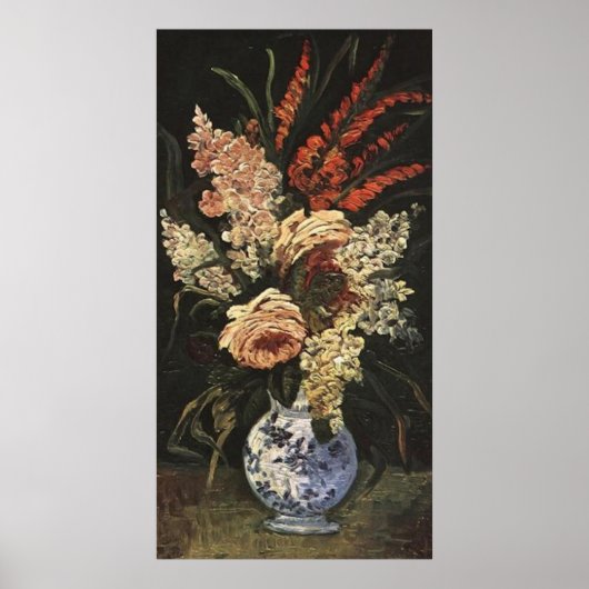 Vase met Gladioli en Lila door Vincent van Gogh Poster (Voorkant)