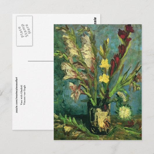 Vase met Gladioli (F248a) Van Gogh Fine Art Briefkaart (Voorkant / Achterkant)