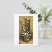 Vase met Hollyhocks (F235) Van Gogh Fine Art Briefkaart (Staand voorkant)