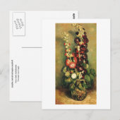 Vase met Hollyhocks (F235) Van Gogh Fine Art Briefkaart (Voorkant / Achterkant)