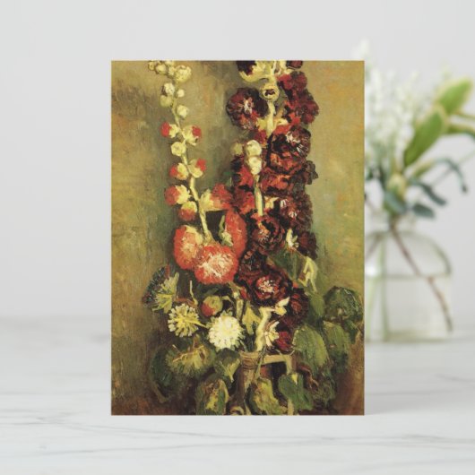 Vase met Hollyhocks van Vincent van Gogh (Staand voorkant)