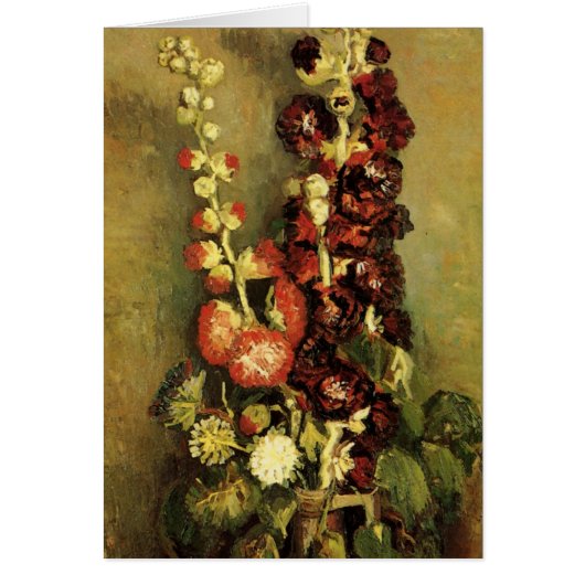 Vase met Hollyhocks van Vincent van Gogh (Voorkant)