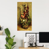 Vase met Hollyhocks van Vincent van Gogh Poster (Thuiskantoor)