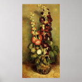 Vase met Hollyhocks van Vincent van Gogh Poster (Voorkant)