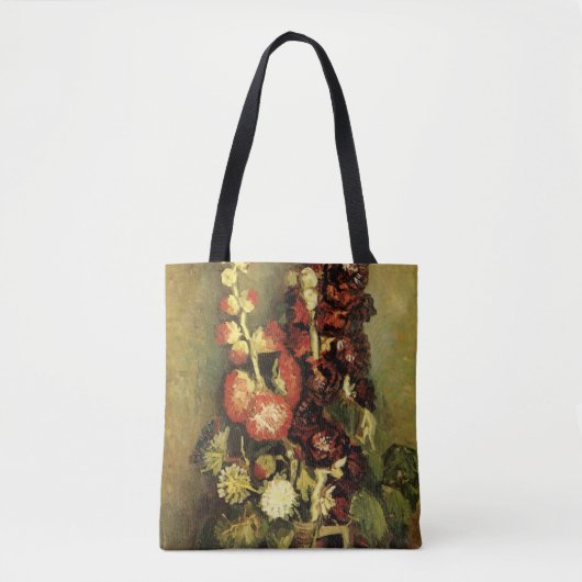 Vase met Hollyhocks van Vincent van Gogh Tote Bag (Voorkant)