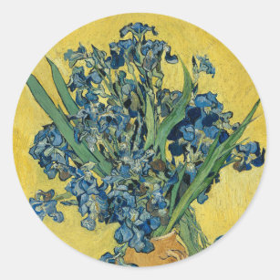 Vase met Irises door Van Gogh - Stilstaand leven Ronde Sticker