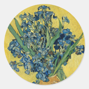 Vase met Irises door Van Gogh - Stilstaand leven Ronde Sticker