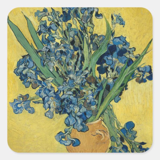 Vase met Irises door Van Gogh Vierkante Sticker (Voorkant)
