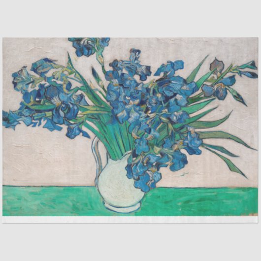 Vase met Irises, Van Gogh Tissuepapier (Voorkant)