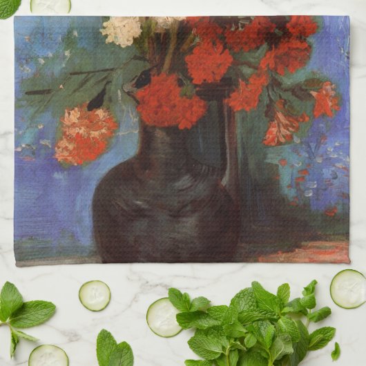 Vase met landen door Vincent van Gogh Theedoek (Gevouwen)