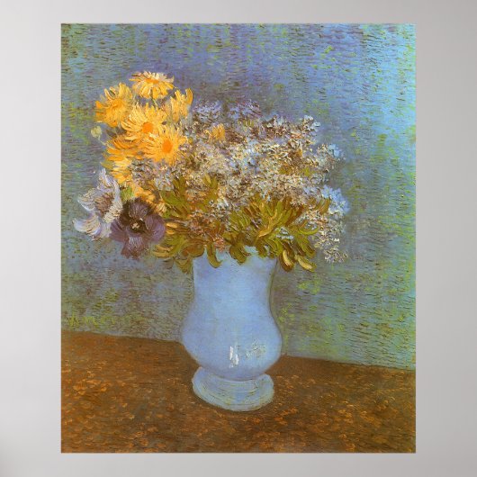 Vase met Lilacs, Daisies en Anemones door Van Gogh Poster (Voorkant)
