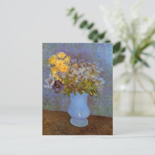 Vase met Lilacs en Daisies door Vincent van Gogh Briefkaart (Staand voorkant)
