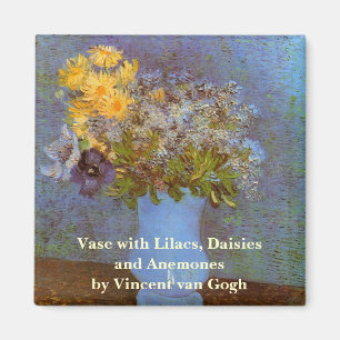 Vase met Lilacs en Daisies door Vincent van Gogh Magneet