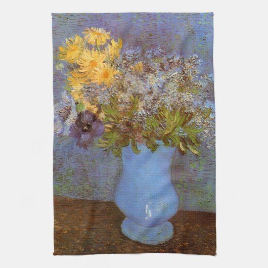 Vase met Lilacs en Daisies door Vincent van Gogh Theedoek (Verticaal)