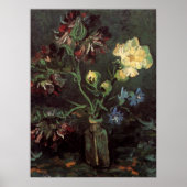 Vase met Myosotis en Peonies door Vincent van Gogh Poster (Voorkant)
