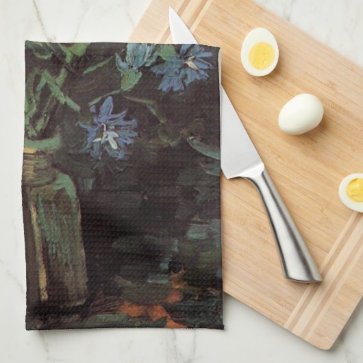 Vase met Myosotis en Peonies door Vincent van Gogh Theedoek (Quarter Fold)