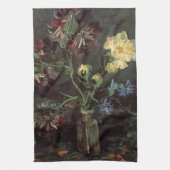 Vase met Myosotis en Peonies door Vincent van Gogh Theedoek (Verticaal)