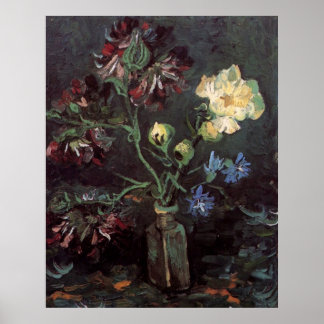 Vase met Myosotis en Peonies - Vincent van Gogh Poster