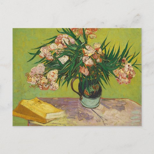 Vase met Oleanders & Boeken, Van Gogh Fine Art Briefkaart (Voorkant)