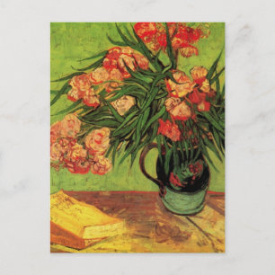 Vase met Oleanders en Boeken door Vincent van Gogh Briefkaart