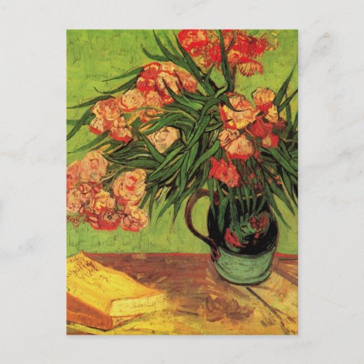 Vase met Oleanders en Boeken door Vincent van Gogh Briefkaart (Voorkant)