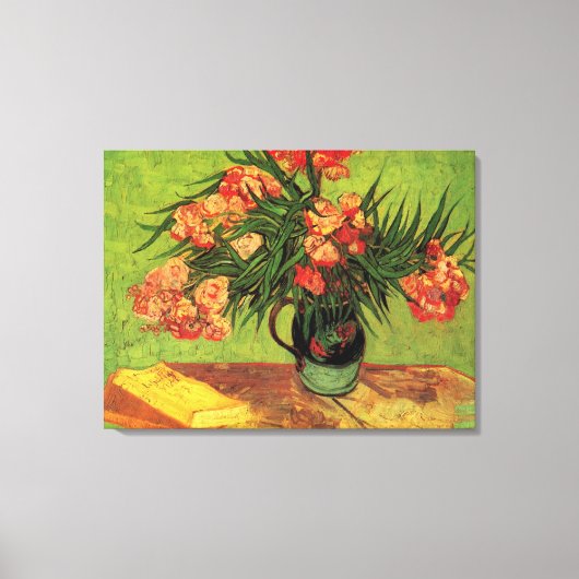 Vase met Oleanders en Boeken door Vincent van Gogh Canvas Afdruk (Voorkant)