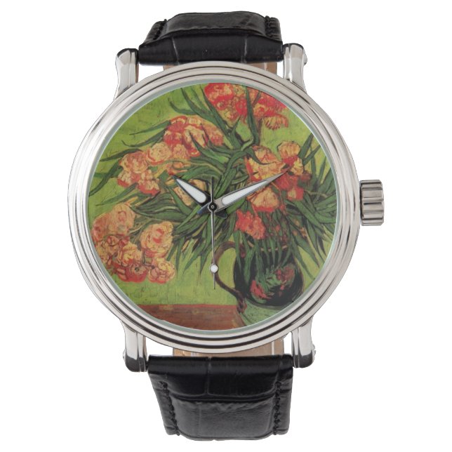 Vase met Oleanders en Boeken door Vincent van Gogh Horloge (Voorkant)