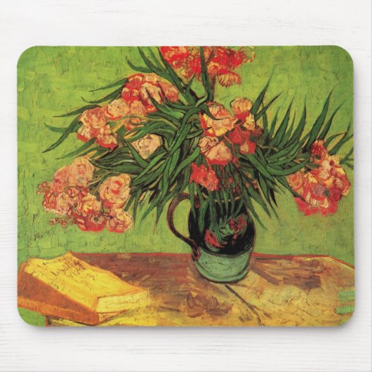 Vase met Oleanders en Boeken door Vincent van Gogh Muismat (Voorkant)