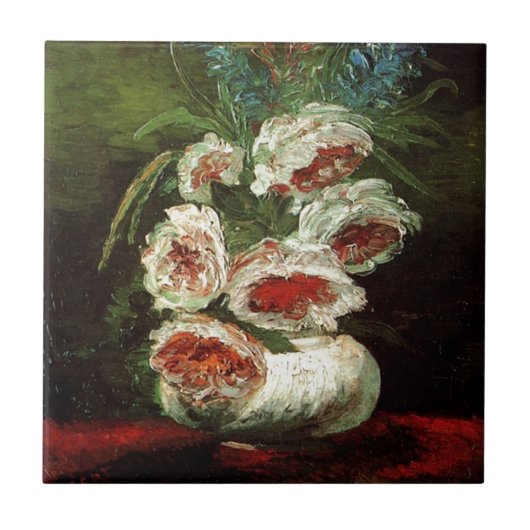 Vase met pony's, Vincent van Gogh. Tegeltje (Voorkant)