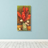 Vase met Red Gladioli door Vincent van Gogh Canvas Afdruk (Insitu (Houten vloer))