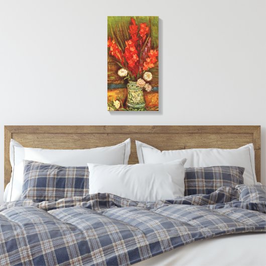 Vase met Red Gladioli door Vincent van Gogh Canvas Afdruk (Insitu (Slaapkamer))