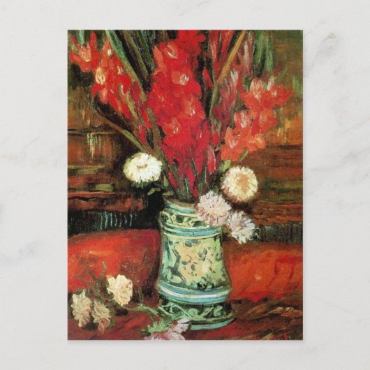 Vase met Red Gladioli, Van Gogh Fine Art Briefkaart (Voorkant)