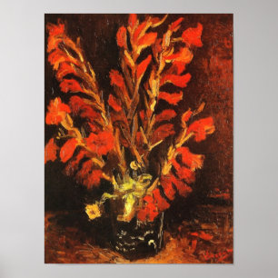 Vase met Red Gladioli Van Gogh FIne Art Poster