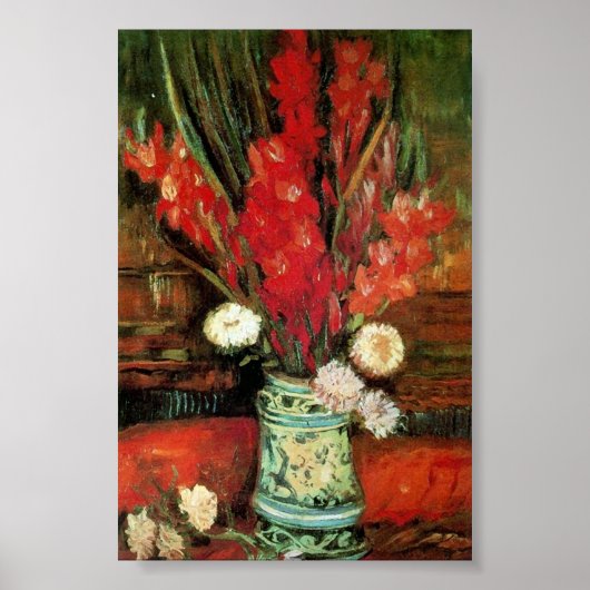 Vase met Red Gladioli Van Gogh Fine Art Poster (Voorkant)