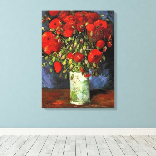 Vase met Red Poppies door Vincent van Gogh Canvas Afdruk (Insitu (Houten vloer))