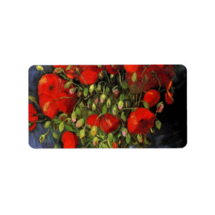 Vase met Red Poppies door Vincent van Gogh Etiket