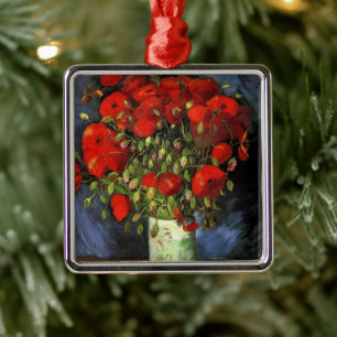 Vase met Red Poppies door Vincent van Gogh Metalen Ornament