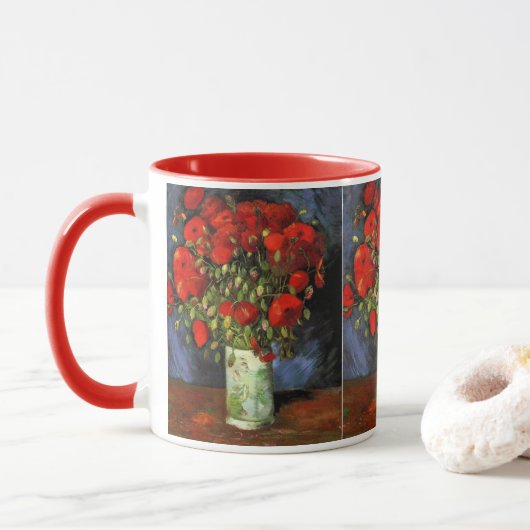 Vase met Red Poppies door Vincent van Gogh Mok (Met donut)