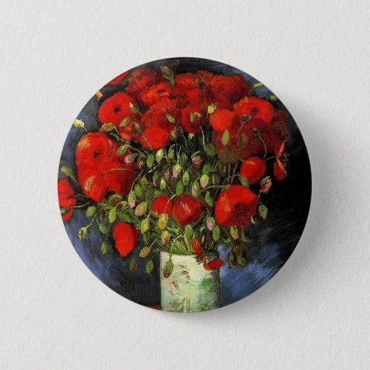 Vase met Red Poppies door Vincent van Gogh Ronde Button 5,7 Cm (Voorkant)