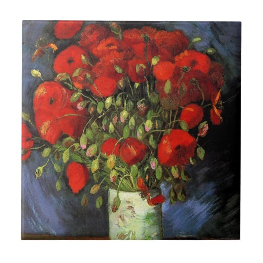 Vase met Red Poppies door Vincent van Gogh Tegeltje (Voorkant)
