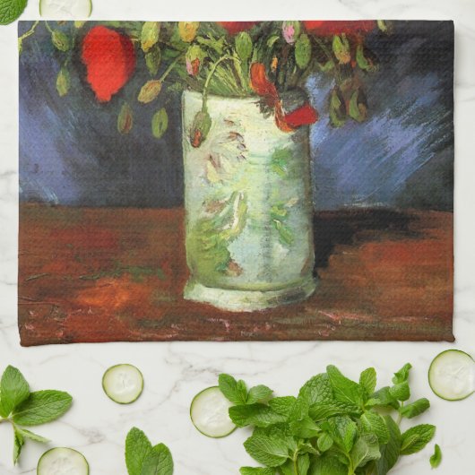 Vase met Red Poppies door Vincent van Gogh Theedoek (Gevouwen)