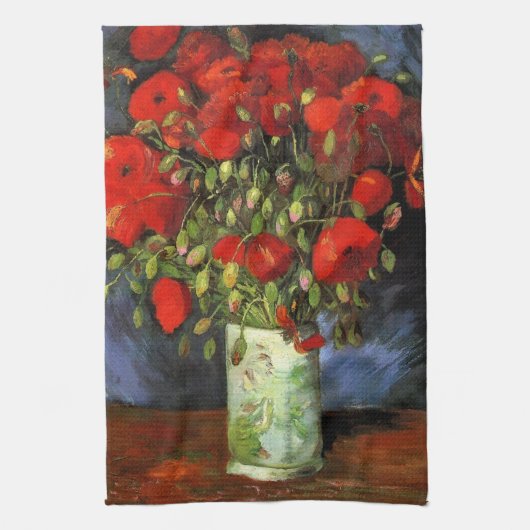 Vase met Red Poppies door Vincent van Gogh Theedoek (Verticaal)