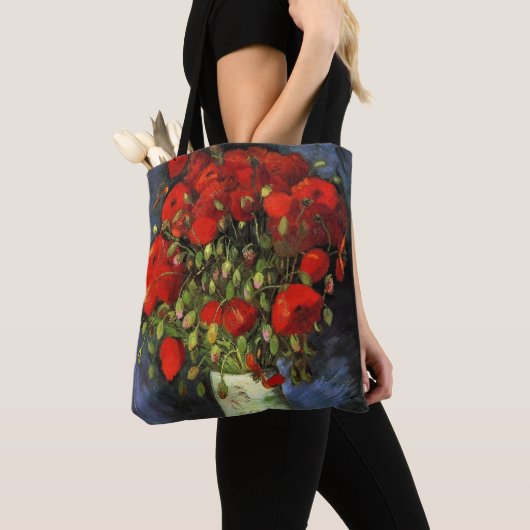 Vase met Red Poppies door Vincent van Gogh Tote Bag (Dichtbij)