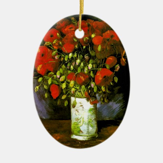 Vase met Red Poppies Van Gogh Fine Art Keramisch Ornament (Voorkant)
