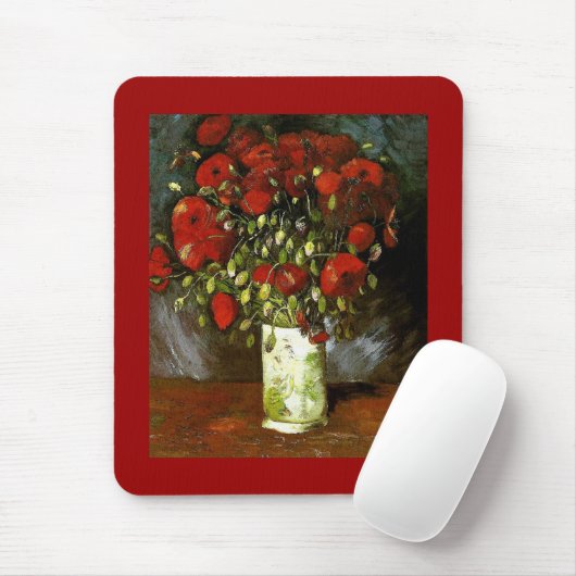Vase met Red Poppies Van Gogh Fine Art Muismat (Met muis)