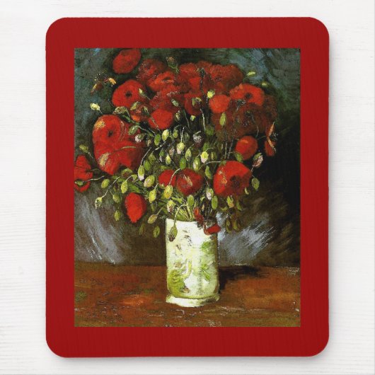 Vase met Red Poppies Van Gogh Fine Art Muismat (Voorkant)