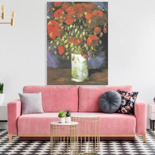 Vase met Red Poppies Vincent van Gogh Canvas Afdruk (Insitu (Woonkamer))