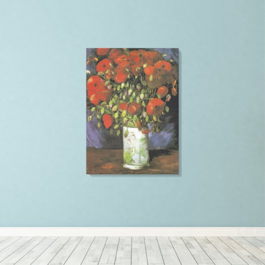 Vase met Red Poppies Vincent van Gogh Canvas Afdruk (Insitu (Houten vloer))