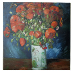 Vase met Red Poppies Vincent van Gogh Ceramic Til Tegeltje